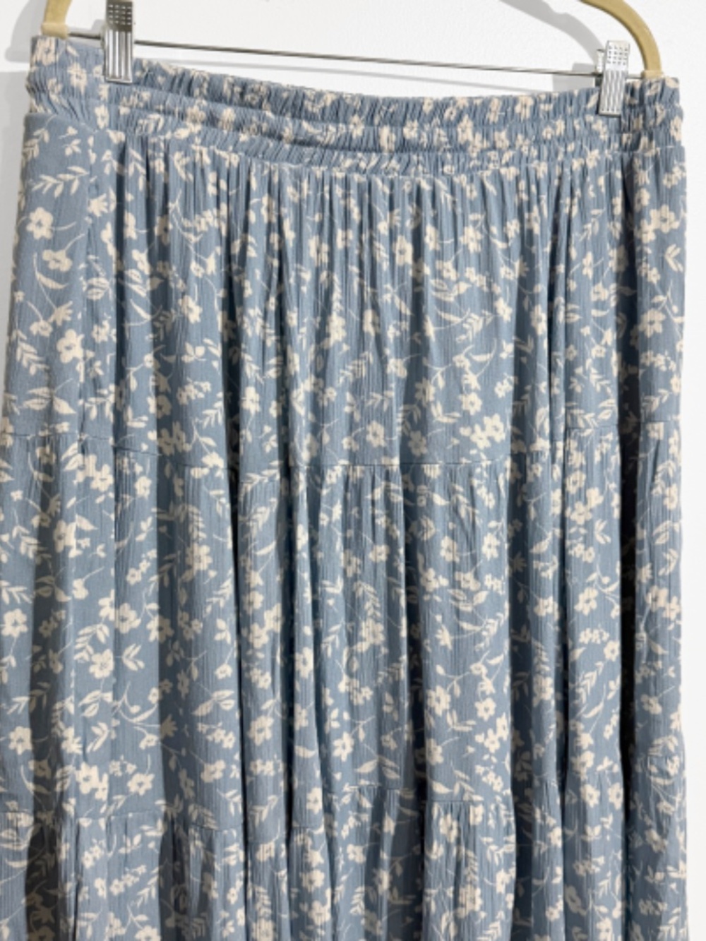 Light Blue Floral Tiered Maxi Skirt - Picture 6 of 12